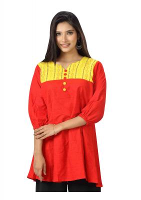 Red Color Cotton Tunic